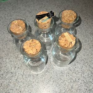 Vintage Glass Spice Jars with Corks Set of 5